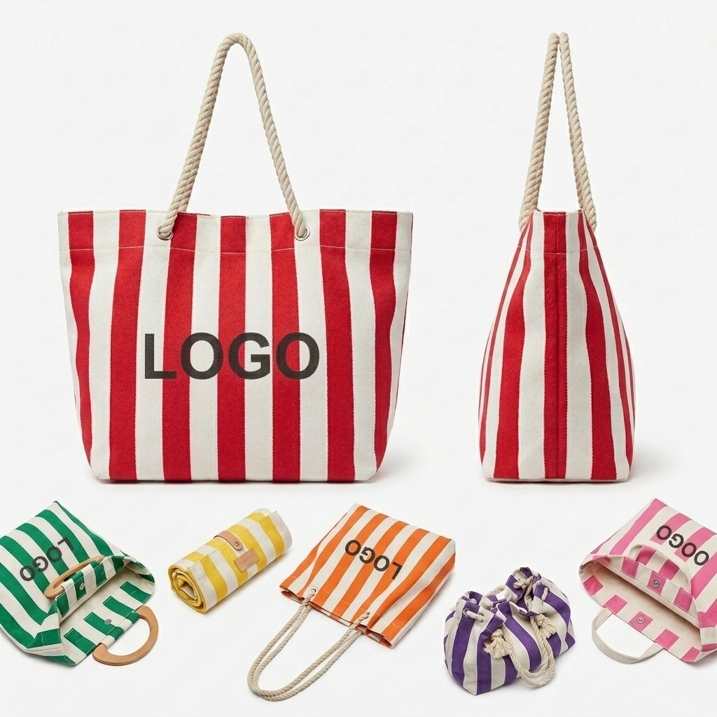 Striped Canvas Multi-Purpose Tote Bag Set