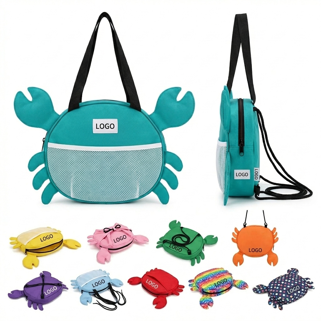 Crab-Tastic Drawstring Beach Bag for Kids - Multicolor Fun