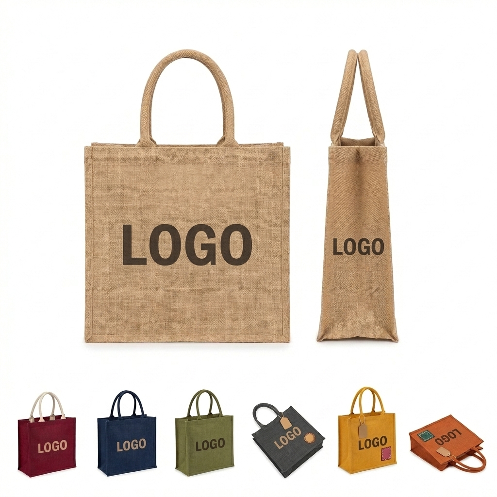 Eco-Friendly Jute Burlap Tote Bag for Shopping and Daily Use