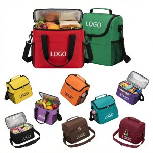Insulated Dual-Compartment Lunch Tote with Foil Lining