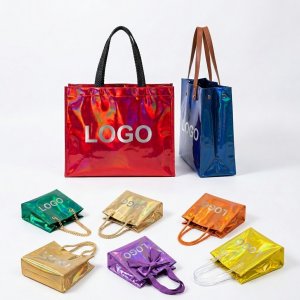 Iridescent Metallic Finish Tote Bag, 13" x 10.625", 22lb Capacity