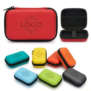 Compact Rectangular Headset Pouch with Cable Organizer and Multi-Compartment Storage